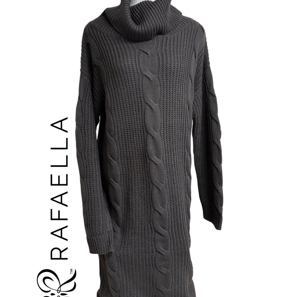 Rafaella Gray Cowl Neck Cable Knit Dress